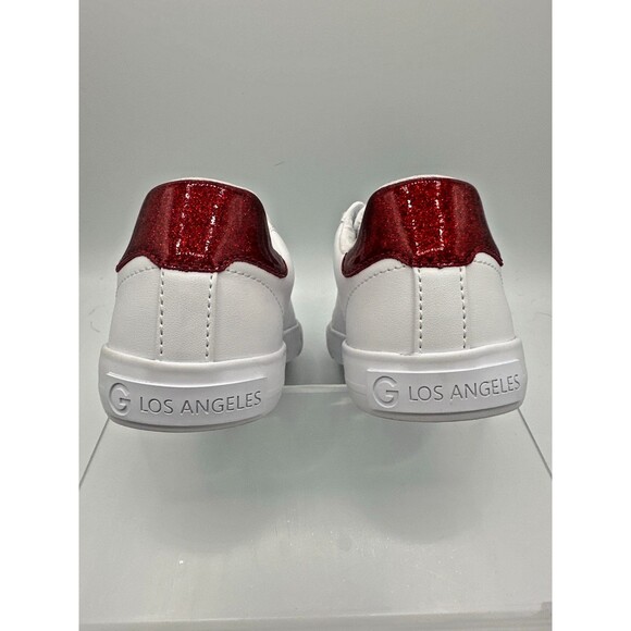 GBG Los Angeles White Sneakers 6.5 Paris Patch Red Heel - Picture 6 of 12